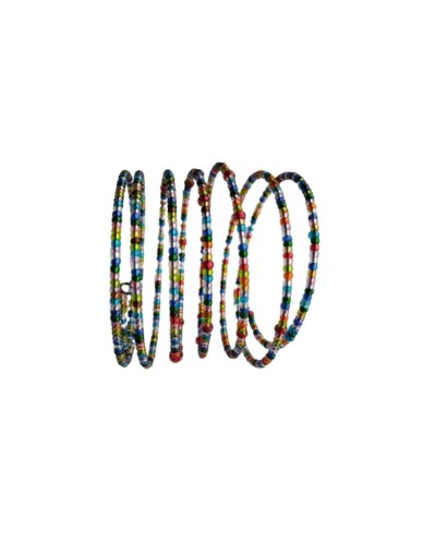 Pulsera Espiral Chaquiras y Aluminio Plateado 
