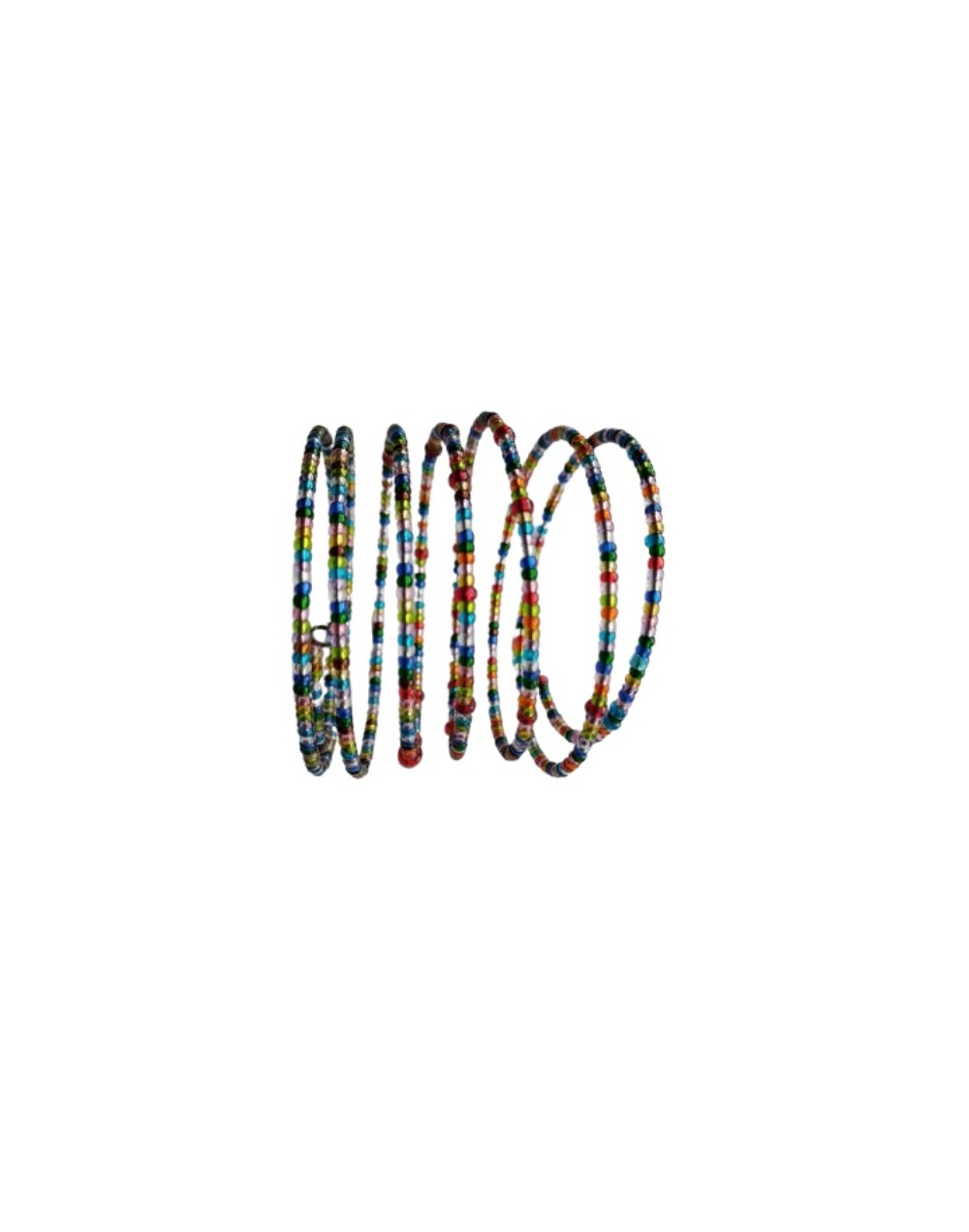 Pulsera Espiral Chaquiras y Aluminio Plateado 