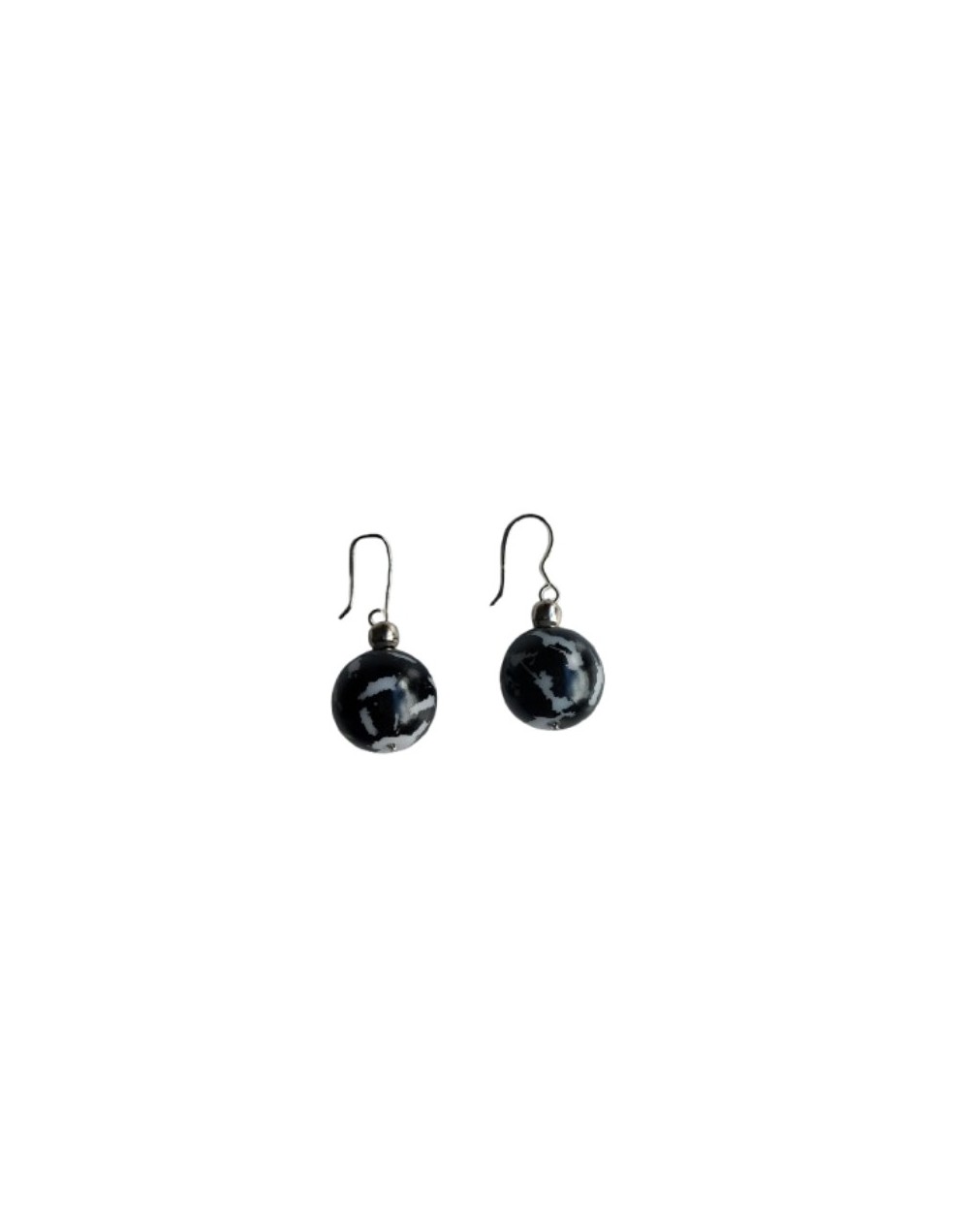 Aretes Perla Negra Sintética Mármolizada 