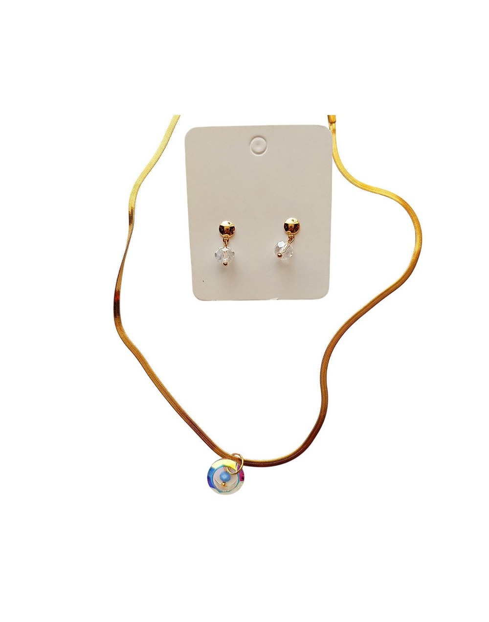 Set de Collar y Aretes Tornasol en Acero con Baño de Oro | Trufour Store Colombia