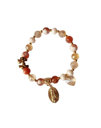 Pulsera Plegarias con Ágatas, Virgen de Guadalupe y Baño de Oro | Trufour Store Colombia