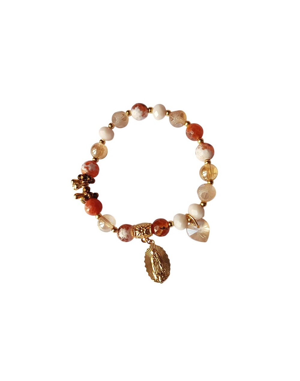 Pulsera Plegarias con Ágatas, Virgen de Guadalupe y Baño de Oro | Trufour Store Colombia