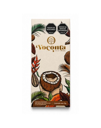 Chocolate semiamargo al 60% Cacao con leche de coco y coco  35g