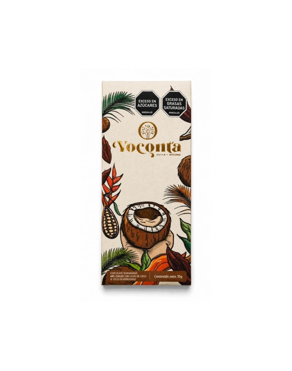 Chocolate semiamargo al 60% Cacao con leche de coco y coco  35g