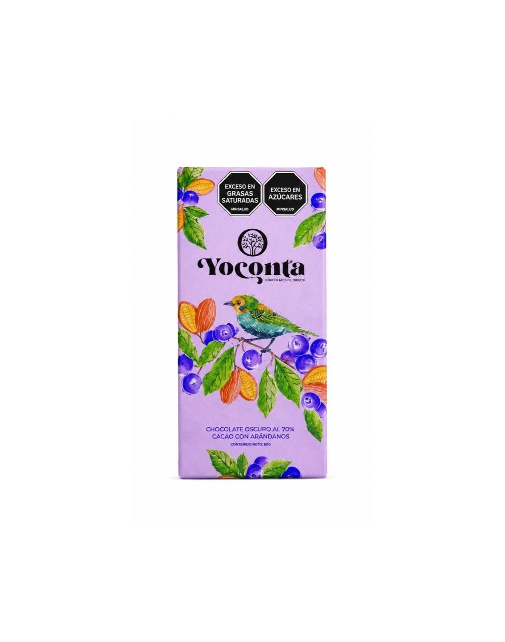 Chocolate amargo al 90% Cacao con arandanos  35g