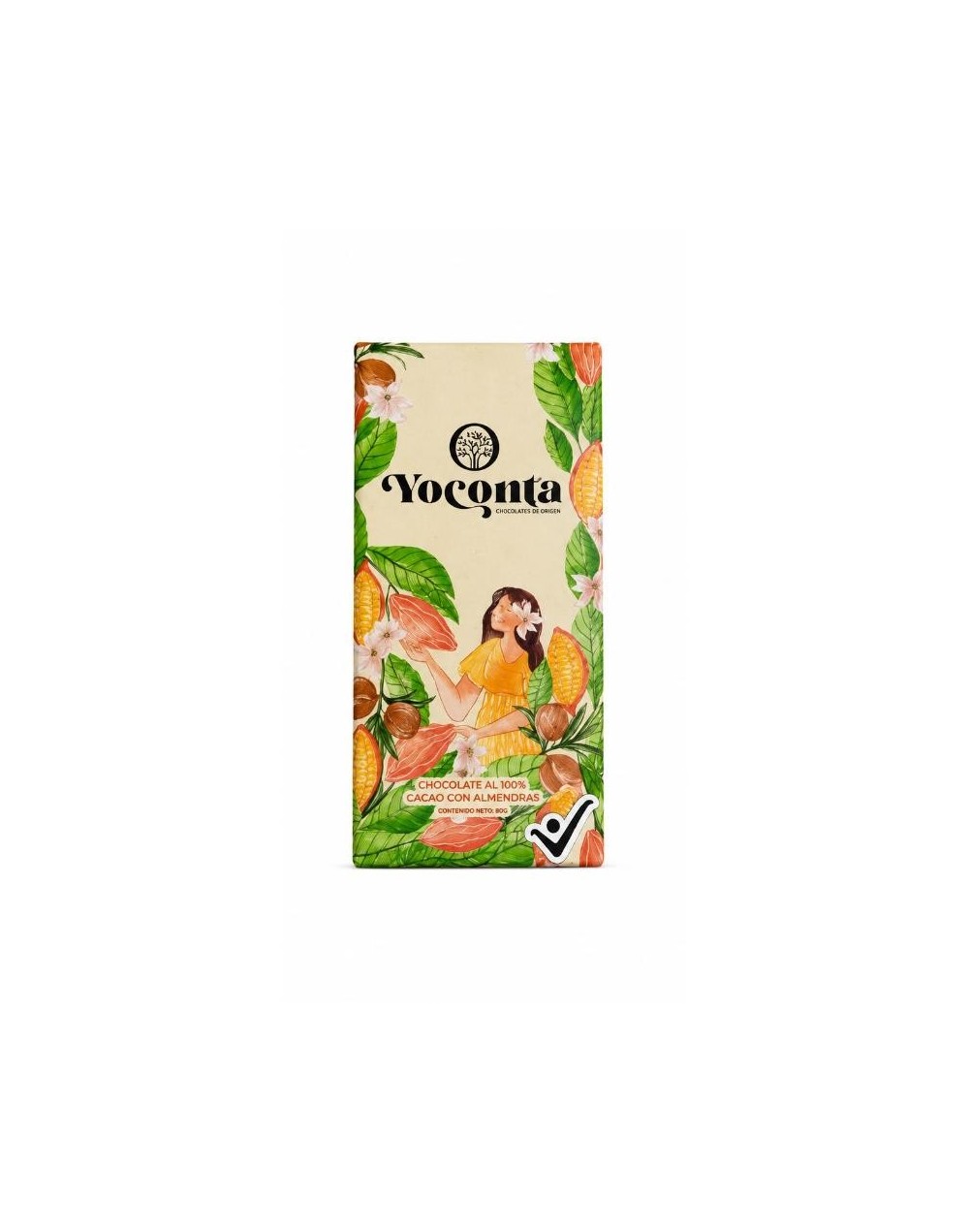 Chocolate amargo 100% Cacao con almendras