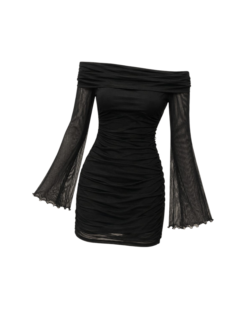 Vestido: Trasparente negro cuello bandeja 