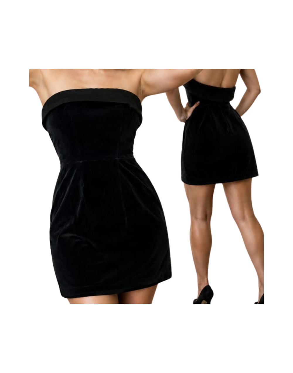  Vestido: Estraple terciopelo corto bandeja tela