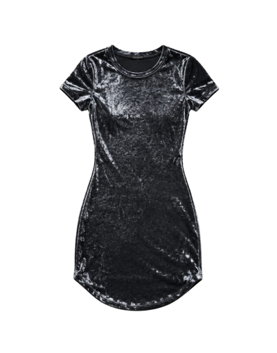 Vestido: Terciopelo Plateado Azul