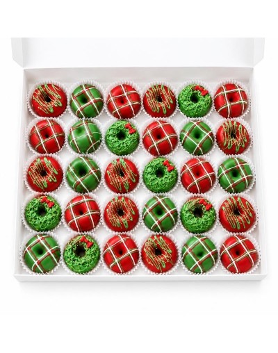 Caja de 30 Mini Donas Navideñas
