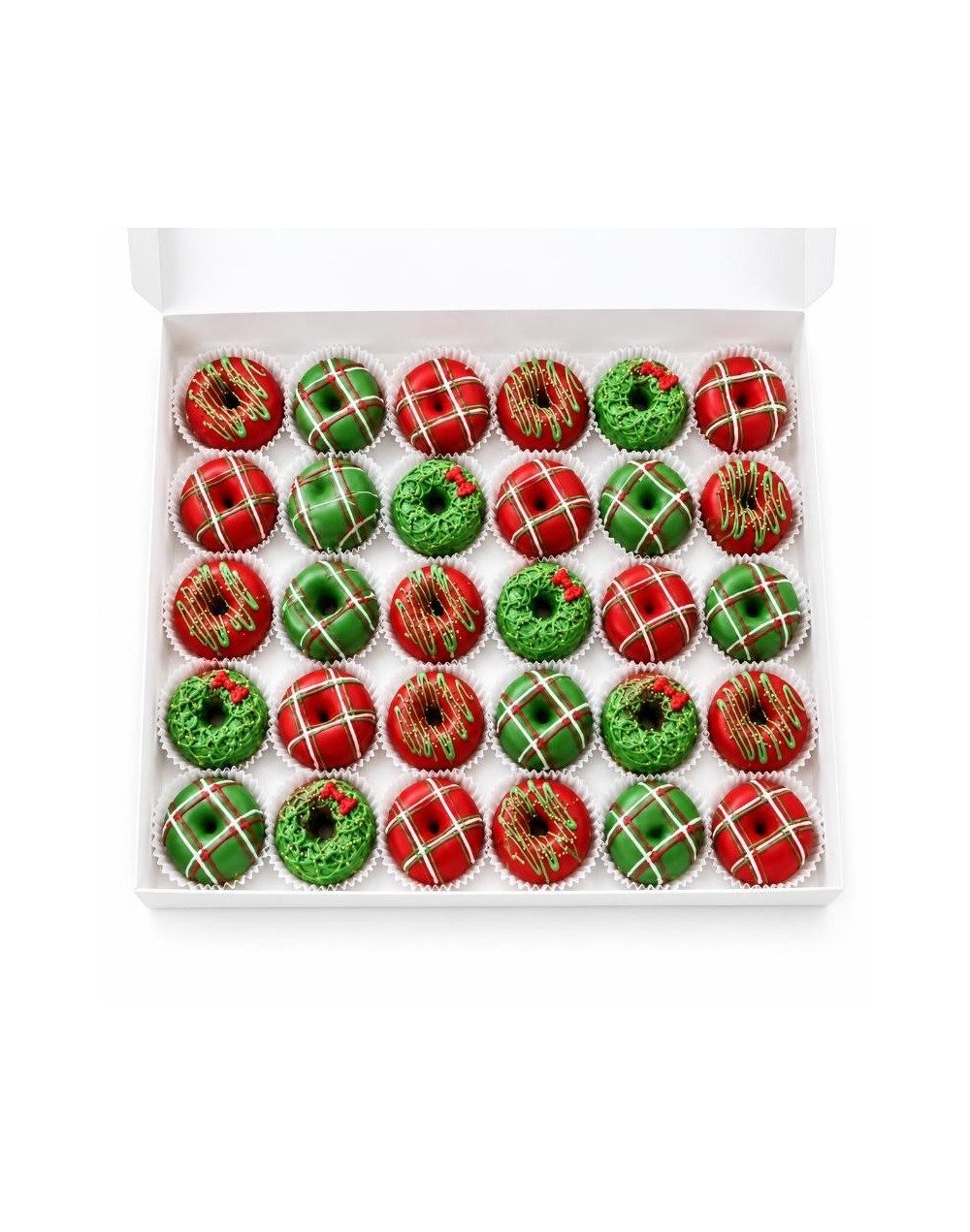Caja de 30 Mini Donas Navideñas