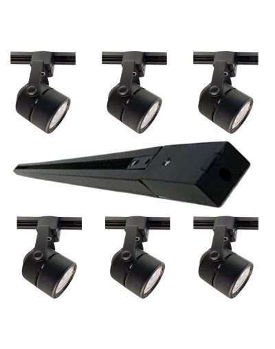 Riel 2 Metros Negro Con 6 Spot Led Luz Neutra