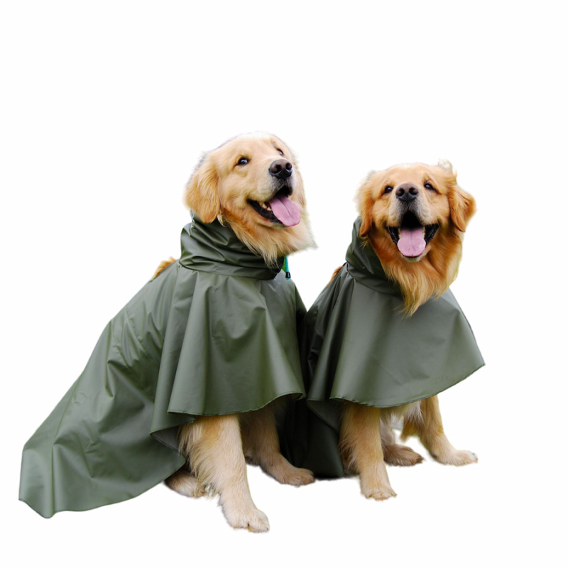 Capa impermeable para perros verde militar