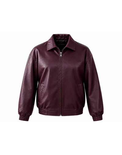 chaqueta en cuero piloto vinotinto