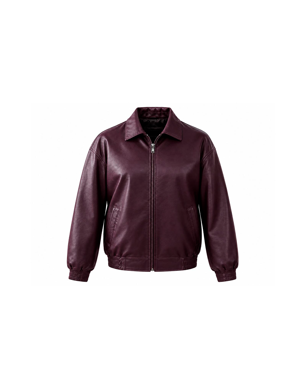 chaqueta en cuero piloto vinotinto