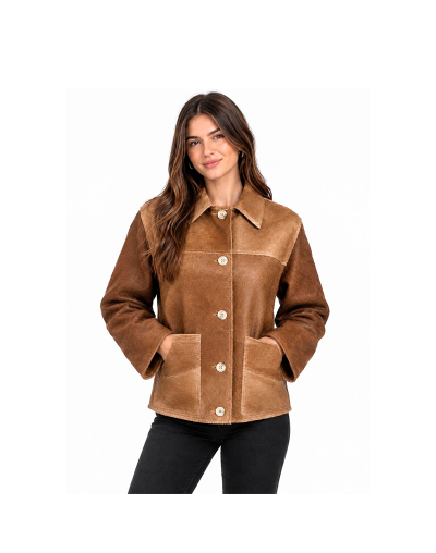 chaqueta en cuero pelo