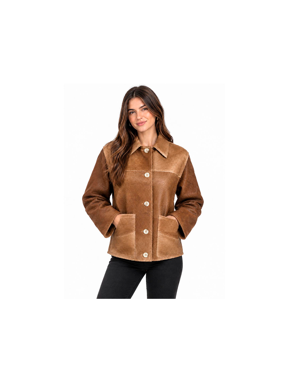 chaqueta en cuero pelo