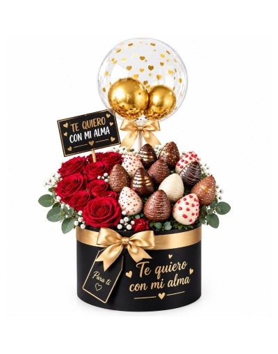 Ramo de Fresas con Chocolate y Rosas Personalizado