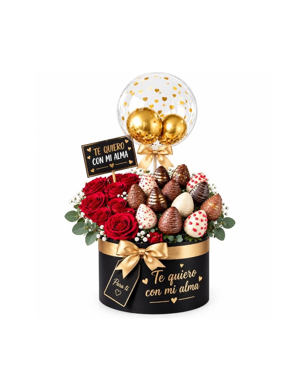 Ramo de Fresas con Chocolate y Rosas Personalizado