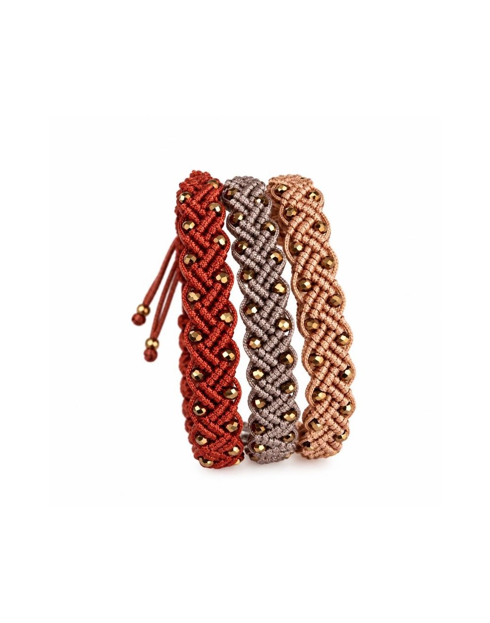 Trío de Pulseras Tejidas con Cristales ✨