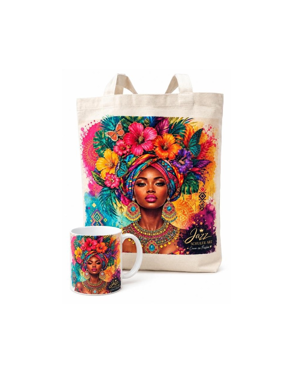 COMBO TOTE BAG AFRICADA ARTESAL PEDRERIA Y BRILLOS