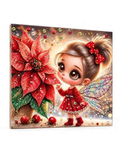 CUADRO DECORATIVO HADA NAVIDAD PEDRERIA Y BRILLOS