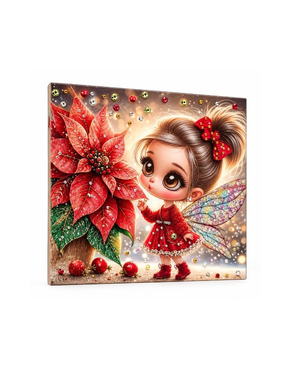 CUADRO DECORATIVO HADA NAVIDAD PEDRERIA Y BRILLOS