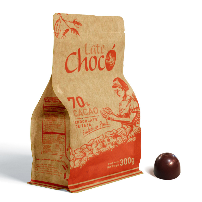 Chocolate de taza 70% cacao endulzado con panela