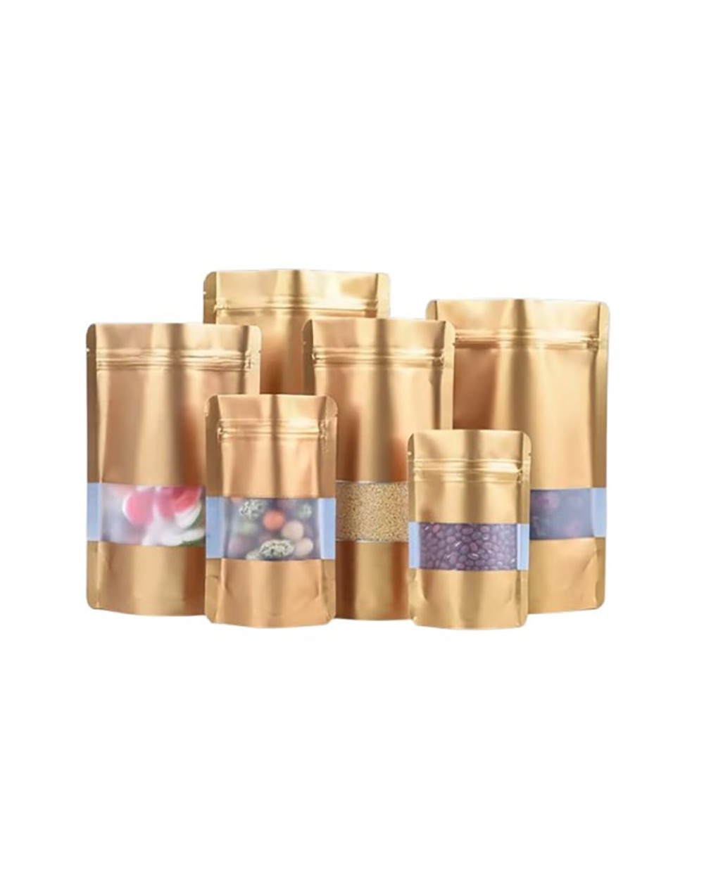 Bolsa hermetica medida ventana dorada mate 10x15