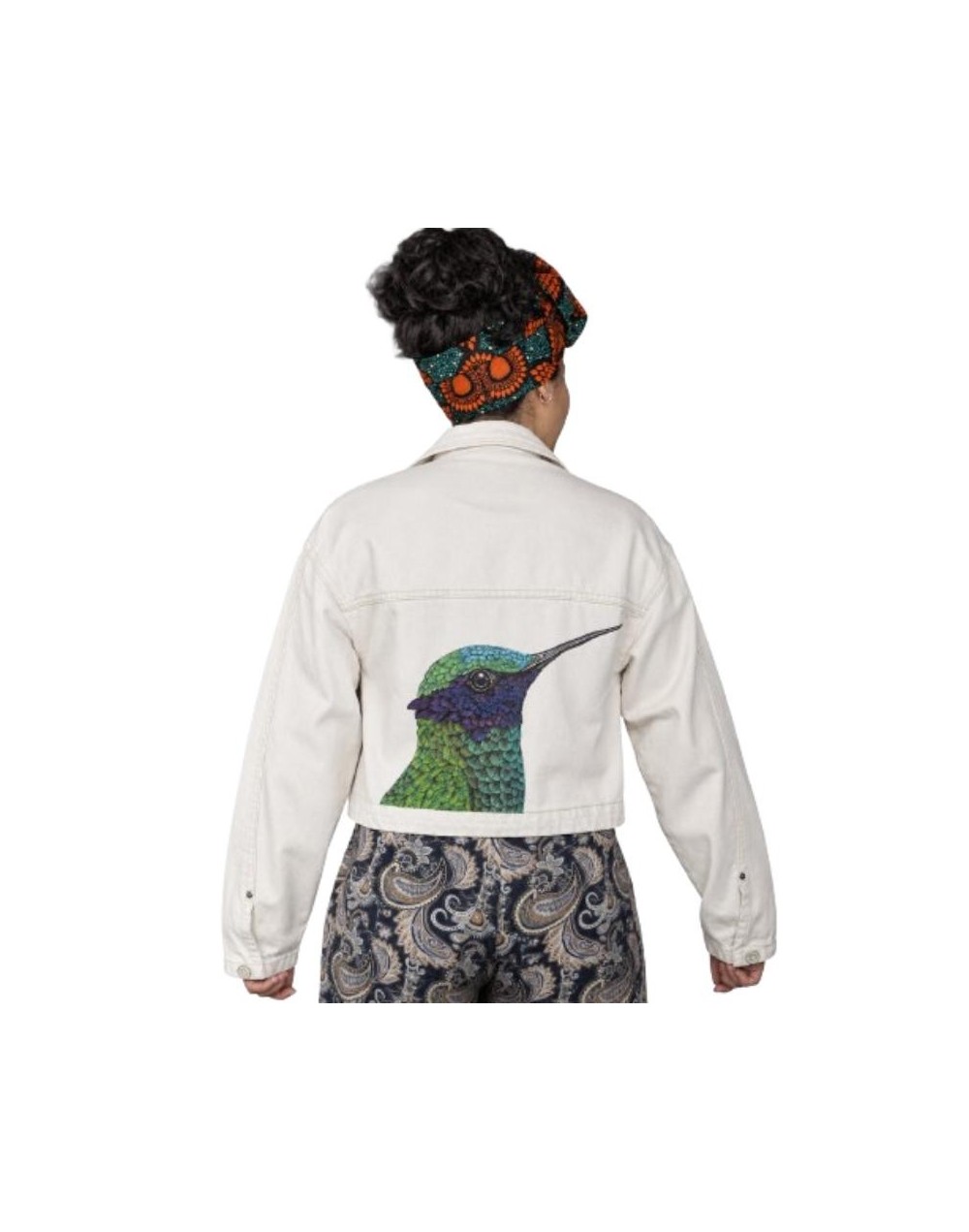 Chaqueta pintada a mano biodiversidad colombiana