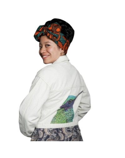 Chaqueta pintada a mano biodiversidad colombiana