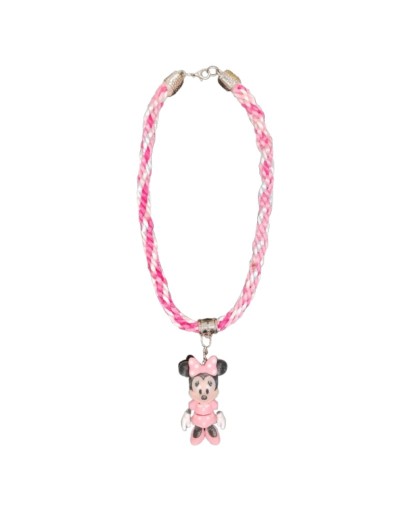 Collar Kumihimo artesanal en tonos rosados 
