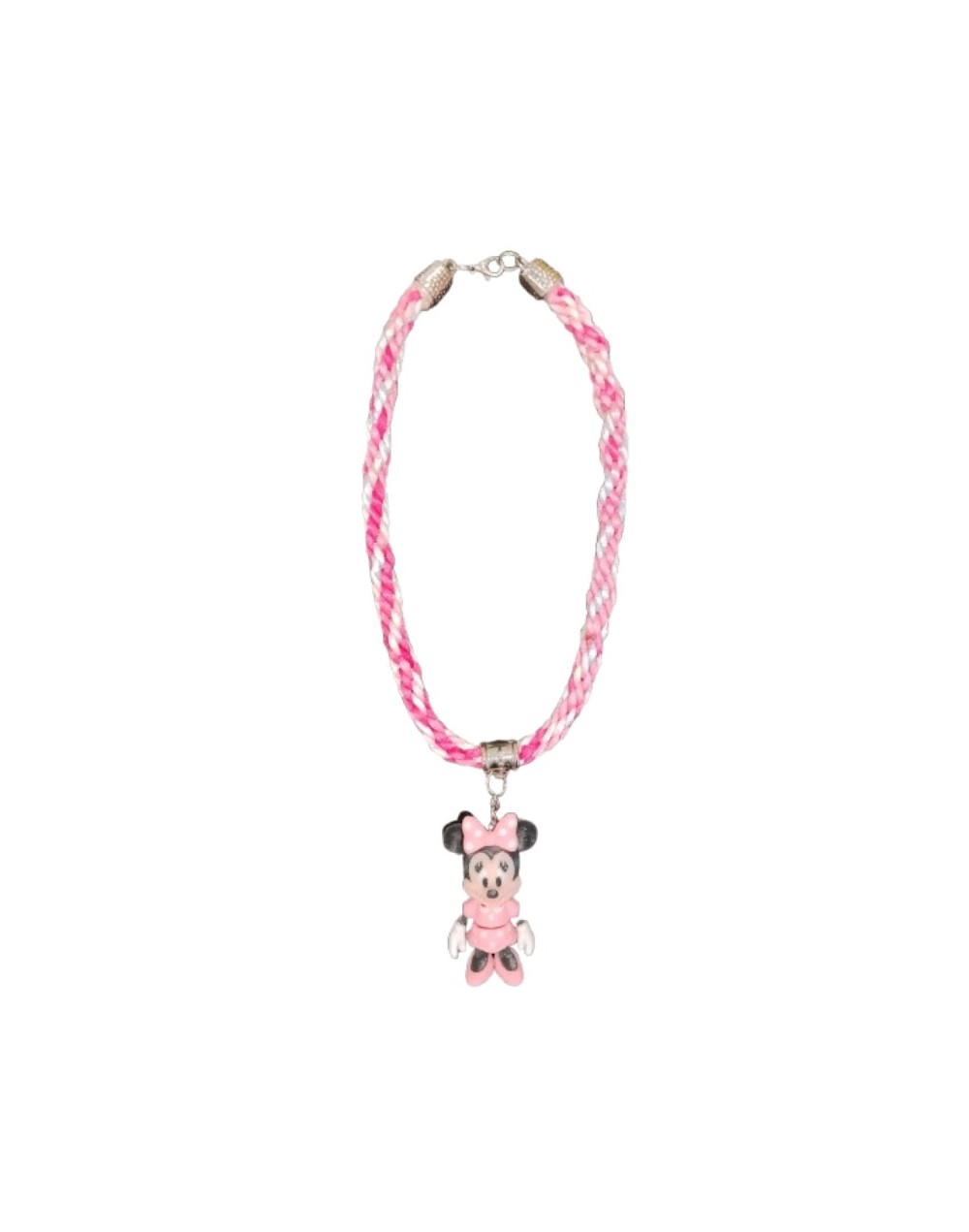 Collar Kumihimo artesanal en tonos rosados 