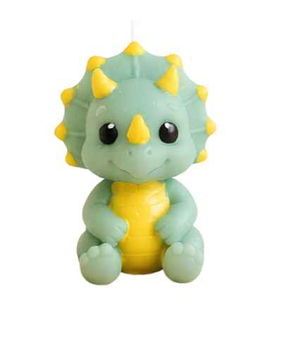 Divertido triceratops decorativo ideal como recordatorio para cumpleaños infantiles o fiestas temáticas de dinosaurios. Un detal