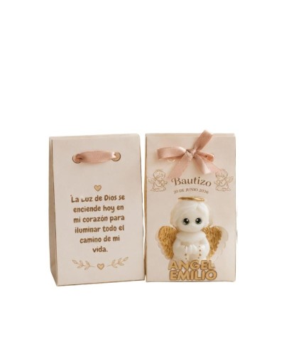 Vela de Ángel Personalizada para Bautizo | Recuerdo Artesanal | Velalieth