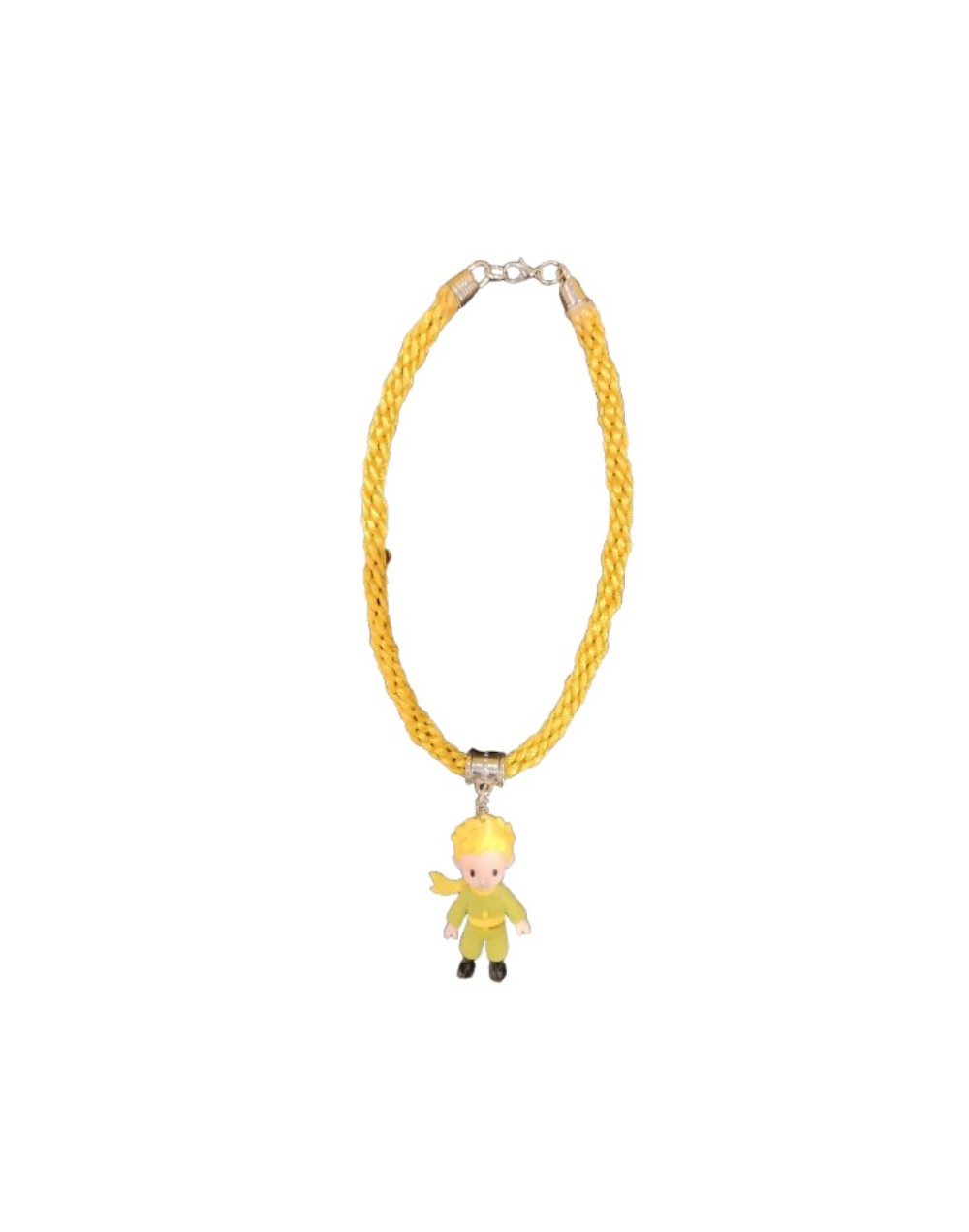 Collar Kumihimo en hilo dorado y dije Principito en 3D