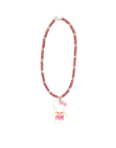 Collar Perlas Vinotinto Dije Hello Kitty 3D
