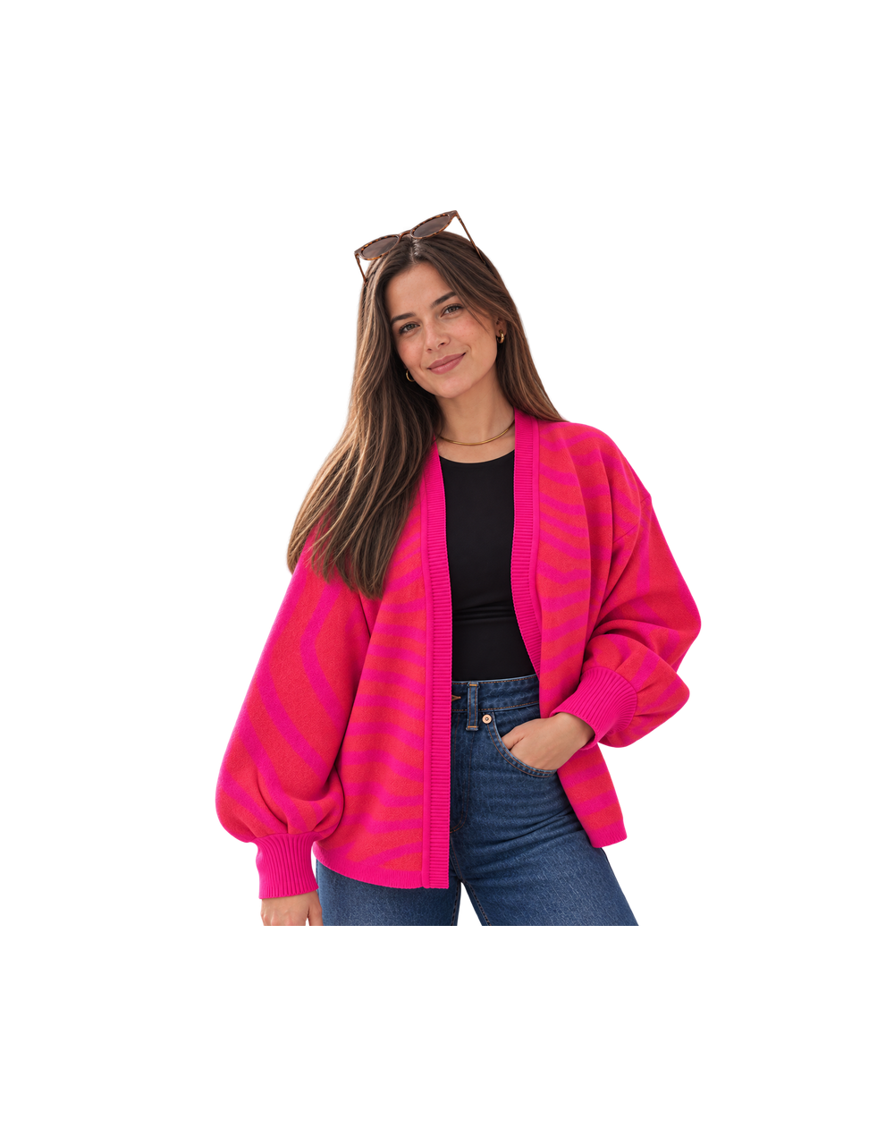 Cardigan Abierto print Fucsia | Palenque