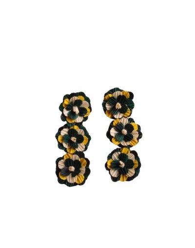 ARETES LARGOS FLORES  EN HOJA DE MAIZ