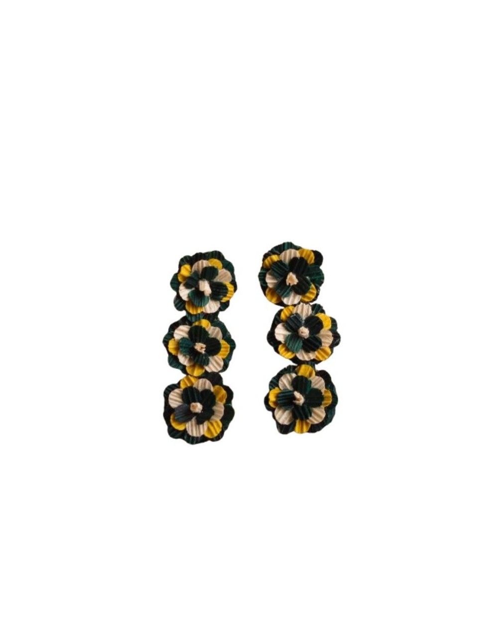 ARETES LARGOS FLORES  EN HOJA DE MAIZ