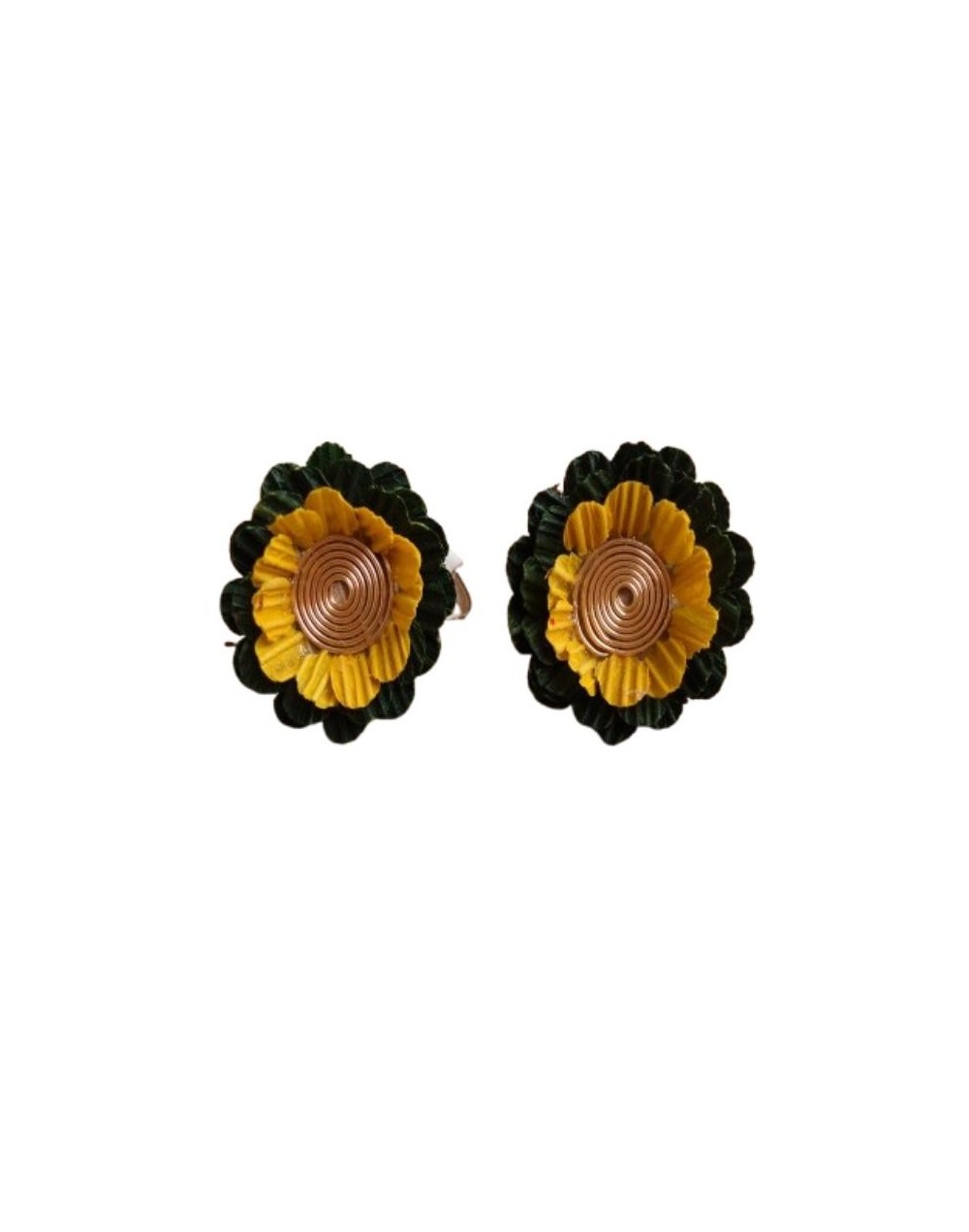 ARETES EN HOJA DE MAIZ CON ESPIRAL EN ORO GOLFILLED