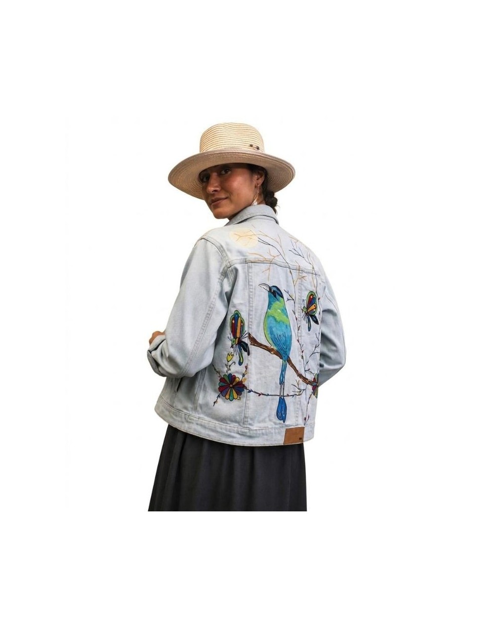 Chaqueta Denim femenina con diseñopintado a mano