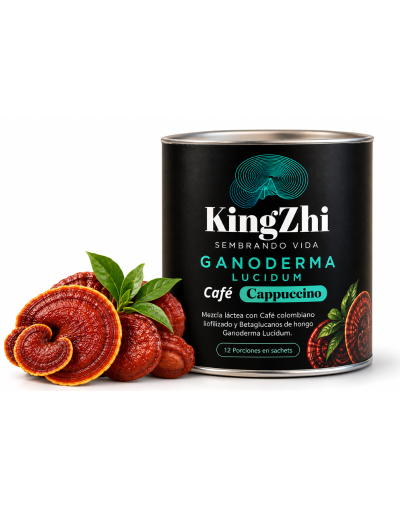 Café Cappuccino con hongo Ganoderma Lucidum KingZhi (Tarro 12 porciones en sachets)