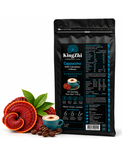 Café Cappuccino Premium con Hongo Ganoderma Lucidum 60 Sachets 1.140 gramos