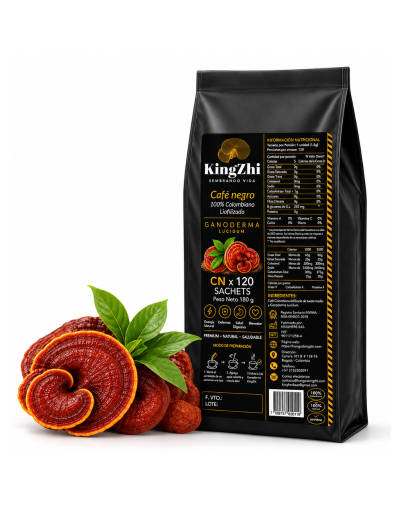 Café Negro Premium con Hongo Ganoderma Lucidum Kingzhi 120 Sachets 180 G