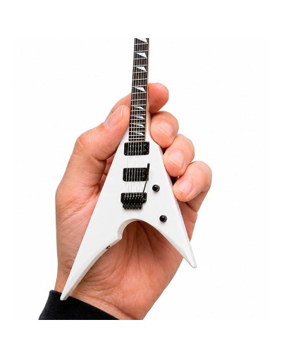 Mini Réplica Guitarra · Guitarra Metalera en V Asimétrica de 2 Micrófonos · Color Blanco