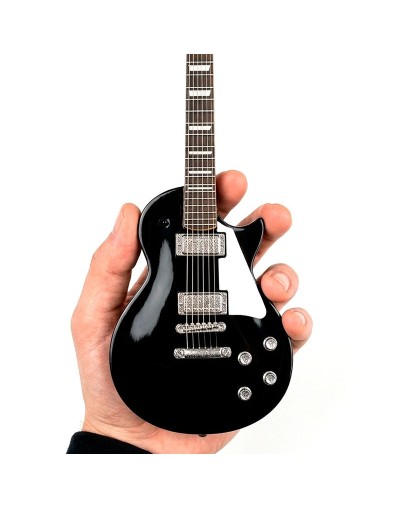 Mini Réplica Guitarra · Single Cutaway de Doble Pastilla · Color Negro y Plata
