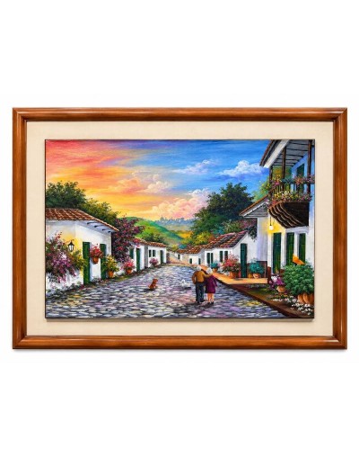 Cuadro Paisaje Colonial Andino