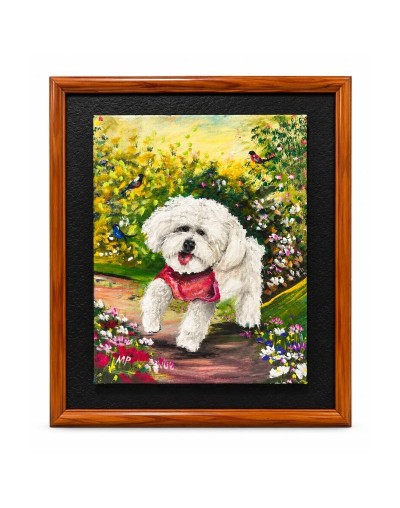 Cuadro Retrato de Perro en el Jardín