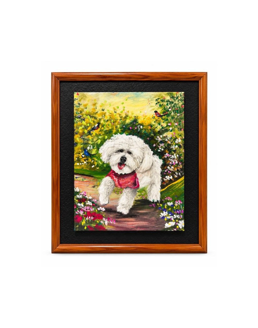 Cuadro Retrato de Perro en el Jardín